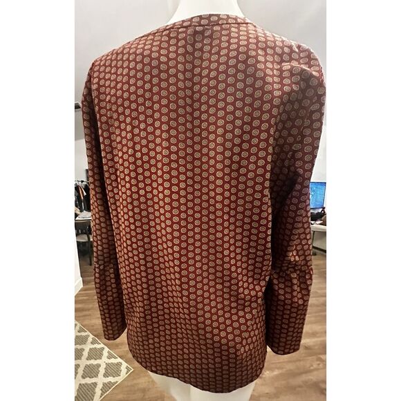 J Crew Blouse‎ Shirt Sz M Pullover Bell Flare Sleeve Burgundy Career Office Top - Picture 13 of 15